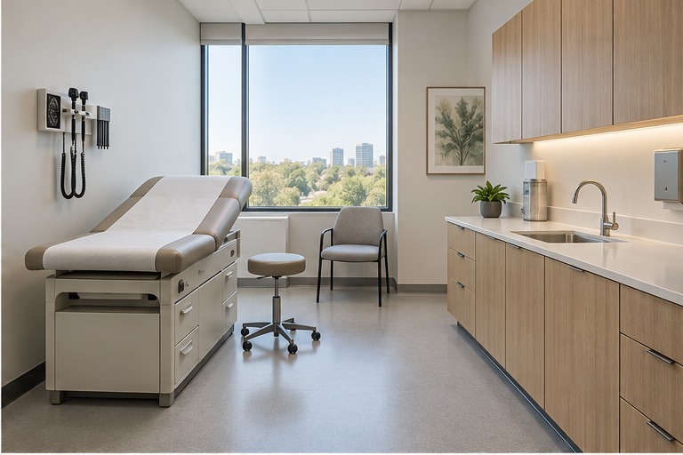 Illustrative medical facility cleaning space